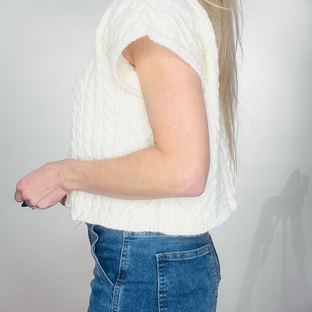 Ivory Chic Cropped Turtleneck Sweater - Picture 2 of 3